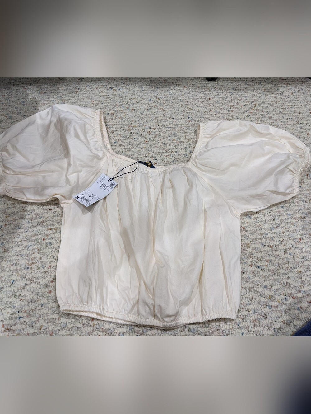 Victoria's Secret Cream Puff Sleeve Smocked Neck Blouse